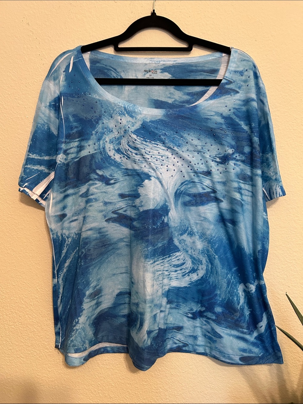 Style & Co. Blue Short Sleeve Tee with Scoop Neck